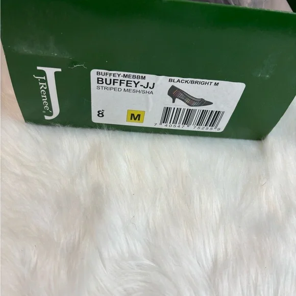 NWT Anthropologie Black Heels with Multicolor Stripes - Picture 2 of 10